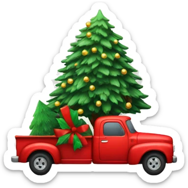 Red truck with Xmas tree  sticker