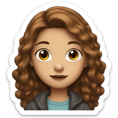 a girl with brown hair loving music sticker