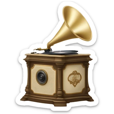 Pale beige rococo phonograph sticker