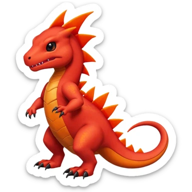 Guilmon-Salandit-Charmeleon-Fakémon-hybrid-creature (full body)  sticker
