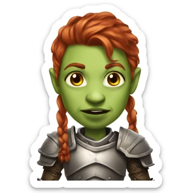 orc redhead with heavy white armor fantasy sticker