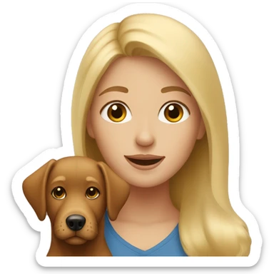 Blonde girl with brown dog  sticker