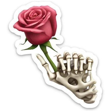 two finger up hand skeleton with a rose sticker