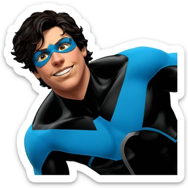 smiling superhero in bodysuit sticker