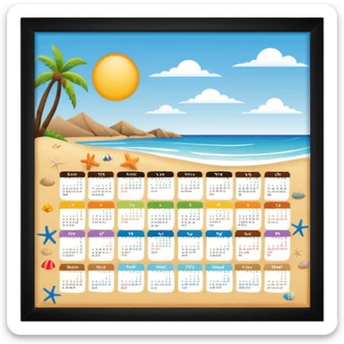 calendario playero con los dias y el mes sticker