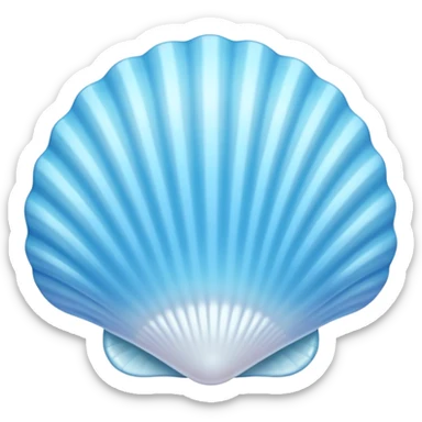 Light blue seashell emoji, pearl texture, soft gradient, smooth curves, glossy finish sticker