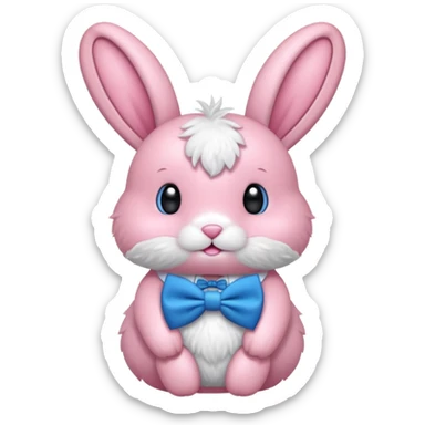 pink bunny with bowtie sticker
