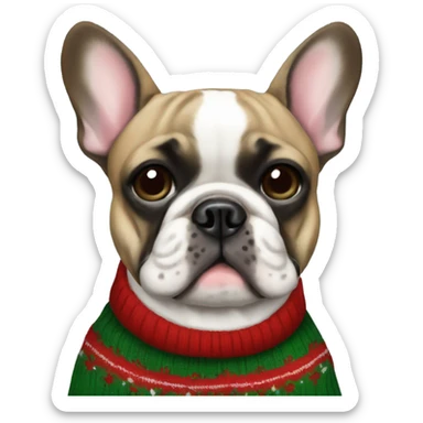 french bulldog in a christmas sweater sticker