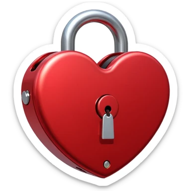 A lock in the shape and colour of a love heart sticker