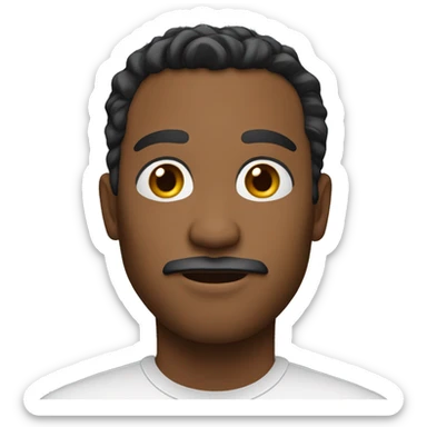 A male face emoji with medium-dark skin tone. Features include short, curly black hair, a well-groomed beard . The face should have rounded cheeks, a defined jawline. The eyebrows are slightly arched and expressive, complementing the deep-set eyes.  sticker