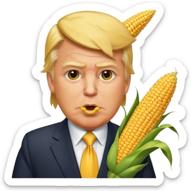 Donald Trump with ear of corn in his mouth sticker