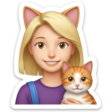 person with cat on their shoulder sticker