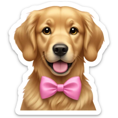 golden retriever pink bow sticker