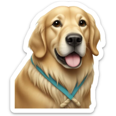 A golden retriever dressed like a walrus sticker
