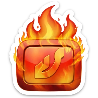 youtube play button button with flames sticker