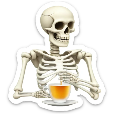 Skeleton drinking tea sticker