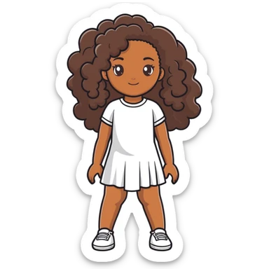 Make a black girl with curly hair thsts long and defined with brown skin  sticker