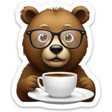 bear with glasses having coffee sticker
