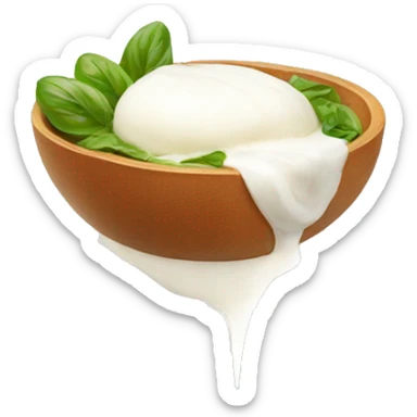 burrata with a slit overflowing sticker