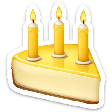triangle lemon cheesecake on plate and birthday candles sticker