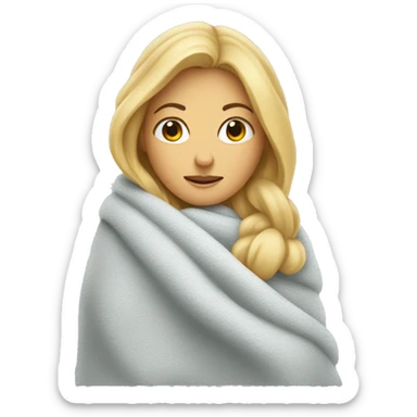 blonde woman cozy wrapped up in blanket sticker