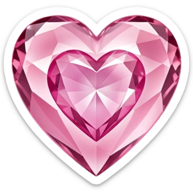 crystal clear diamond heart with one mini pink heart inside of it  sticker