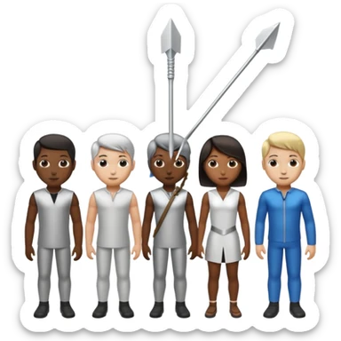 arrow going from one figure to a group of people sticker