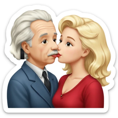 albert einstein kissing a blonde woman sticker