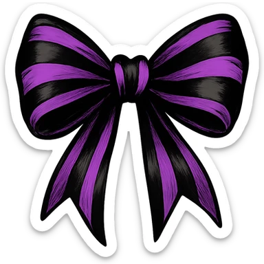 emo bow, black and purple, expressive and stylish sticker