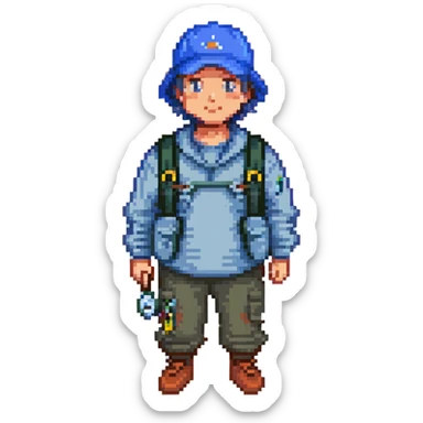 fisherman wearing a blue cap sticker