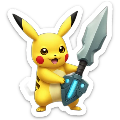 PIKACHU WOTH WEAPON sticker