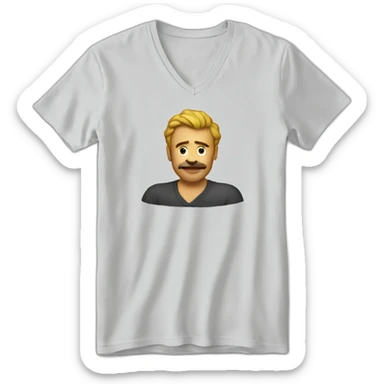 man v neck t shirt sticker