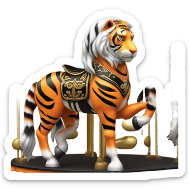 tiger on a carousel  sticker