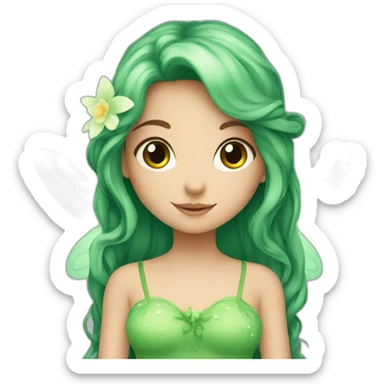 Cute fairy with long brown hair green eyes sticker