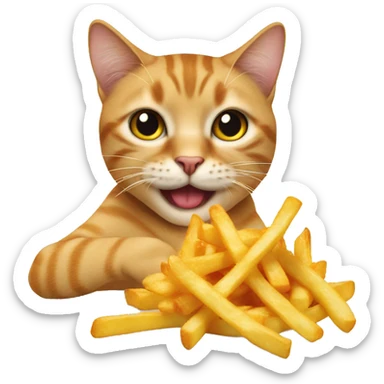 Cat eating fries  sticker