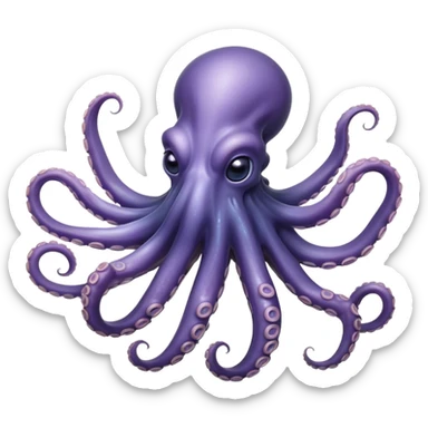 Cinematic Noble Octopus Portrait Emoji, Poised and enigmatic, with a fluid, amorphous body of iridescent, softly tinted skin and eight gracefully undulating arms adorned with delicate suckers, deep, observant eyes reflecting the mysteries of the deep, Simplified yet sharp and sophisticated features, highly detailed, glowing with a soft, oceanic luminescence, high shine, intelligent and mysterious, stylized with an air of deep-sea elegance, focused and fluid, soft glowing outline, capturing the essence of a watchful marine guardian that appears ready to drift out of the screen with effortless authority! sticker