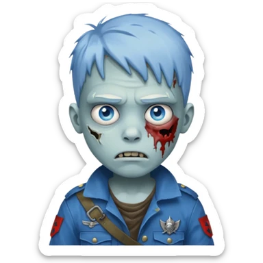 boy zombie with soldier clothes and blue eyes sticker