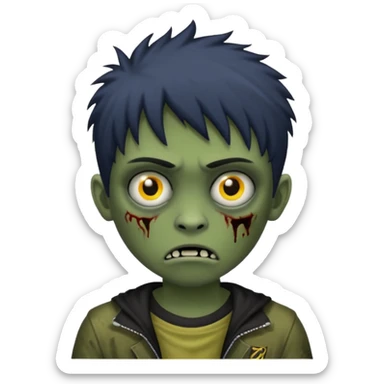 crie um menino zumbi emo sem o rosto deformado sticker