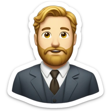 Beard fat man and a white collar sticker