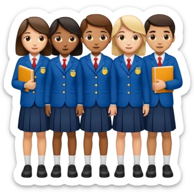 Display a complete set of women's school uniforms sticker