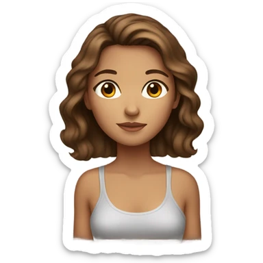 Tan brown haired girl with brown eyes sticker