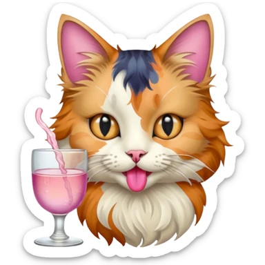 cat drinking mucha sticker