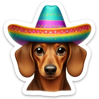 Brown Dachshund sombrero sticker