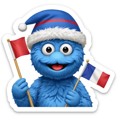 cookie monster with french flag sticker