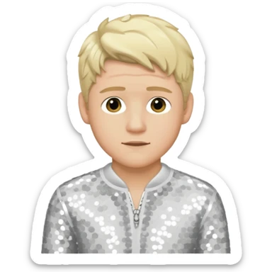 Niall Horan from One Direction with light skin, blonde hair, white sequin outfit sticker