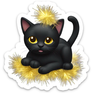 Black Cat wearing tinsel sticker