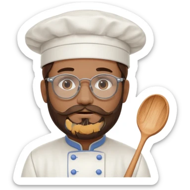 Foggy glasses Pastry chef whith long brown hair and beard sticker