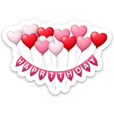 Happy birthday banner with hearts sticker