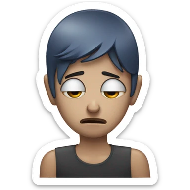 sad person looking at their phone with tears falling from eyes sticker