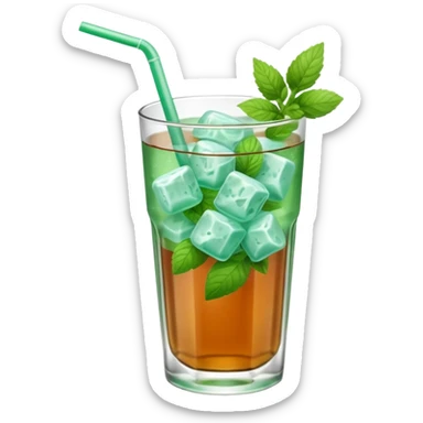 ice mint tea without lemon in glass sticker